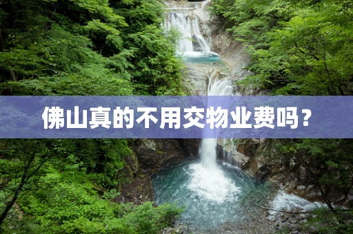 佛山真的不用交物业费吗？