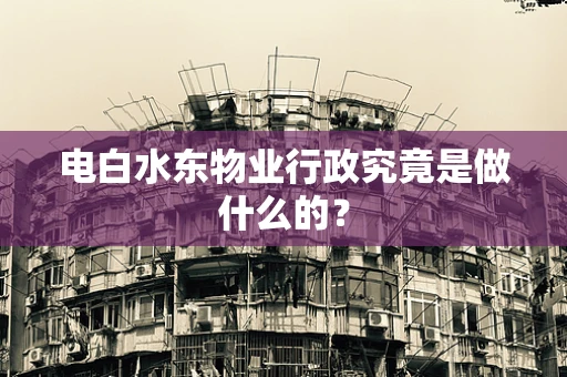 电白水东物业行政究竟是做什么的？