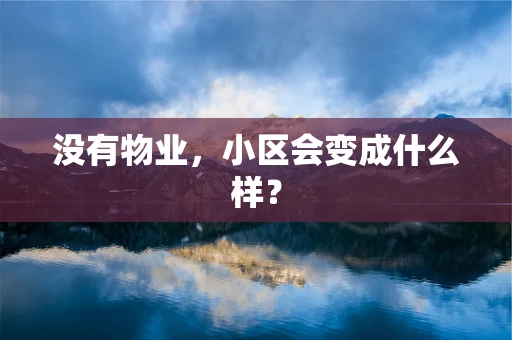 没有物业，小区会变成什么样？