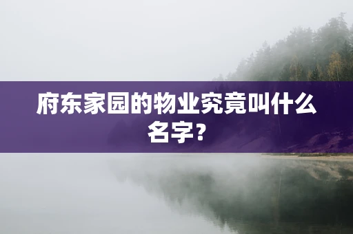 府东家园的物业究竟叫什么名字？