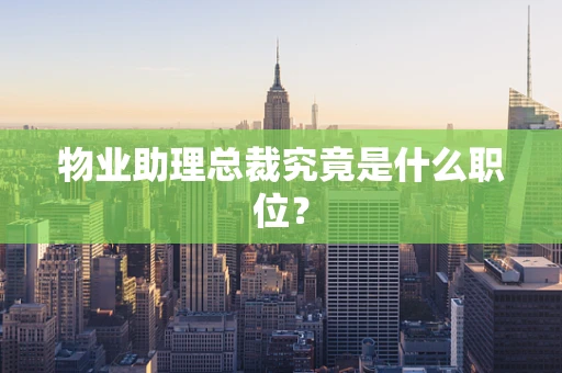 物业助理总裁究竟是什么职位？