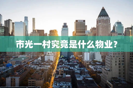 市光一村究竟是什么物业？